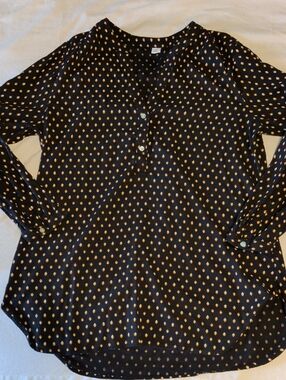 Old Navy Black Tunic Top with Yellow Dot Motif